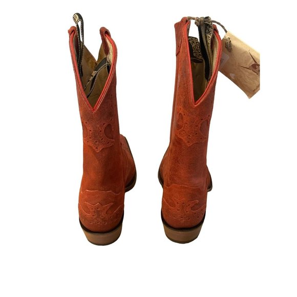 Justin Boots Vintage Red Suede Leather Cowboy Boots 6.5 B Womens Western NWT - Picture 10 of 10